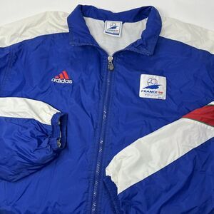 Vintage Italy Adidas Windbreaker France '98 World Cup Size Medium White Blue Red